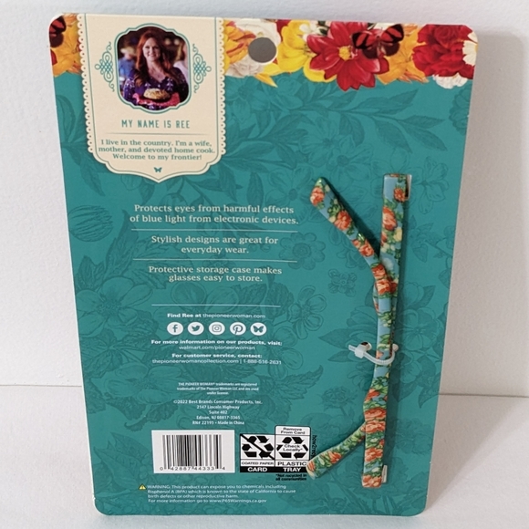 The Pioneer Woman Vintage Floral Blue Light Screen Protection Glasses With Case - Picture 2 of 2